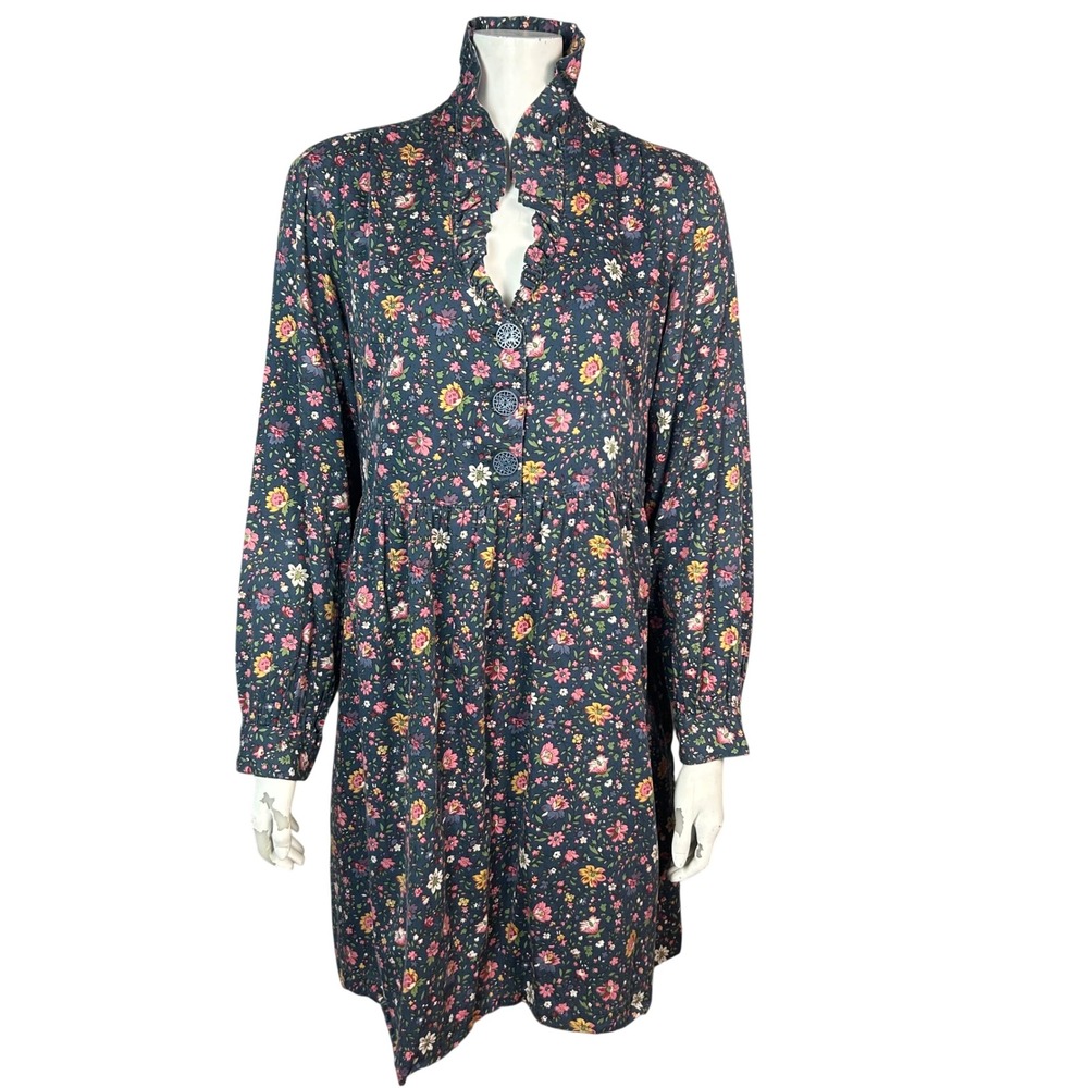 April Cornell Floral Cotton Dress XL Ruffle Cottagecore Boho Long Sleeve